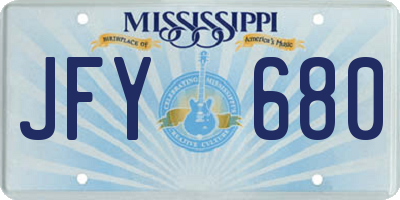 MS license plate JFY680