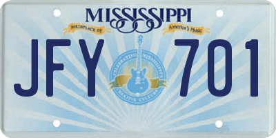 MS license plate JFY701