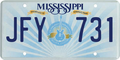 MS license plate JFY731