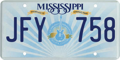 MS license plate JFY758