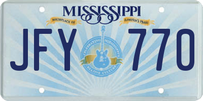 MS license plate JFY770