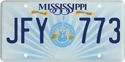 MS license plate JFY773