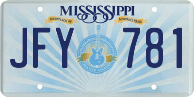 MS license plate JFY781