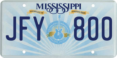 MS license plate JFY800