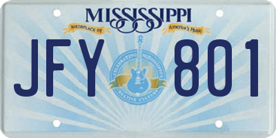 MS license plate JFY801