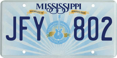 MS license plate JFY802