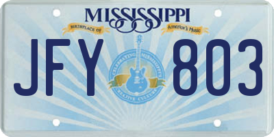 MS license plate JFY803