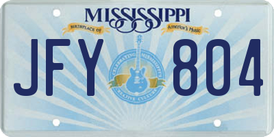 MS license plate JFY804