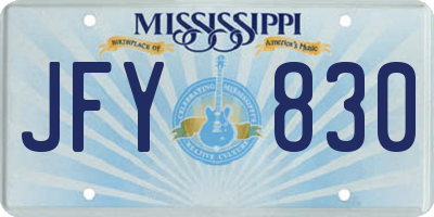 MS license plate JFY830