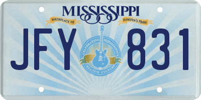 MS license plate JFY831