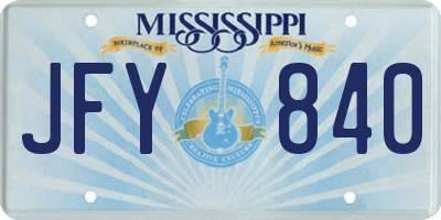 MS license plate JFY840
