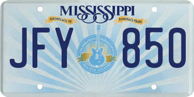 MS license plate JFY850