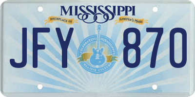MS license plate JFY870