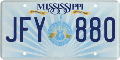 MS license plate JFY880