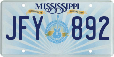 MS license plate JFY892