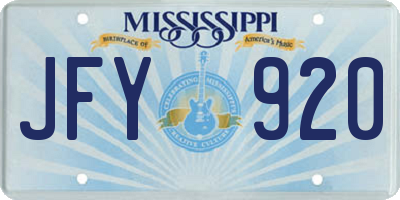 MS license plate JFY920