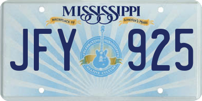 MS license plate JFY925