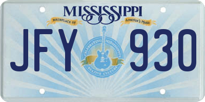 MS license plate JFY930