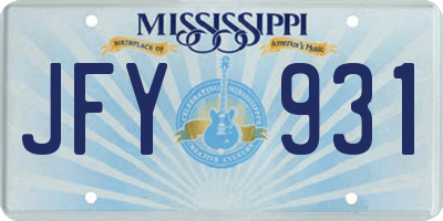 MS license plate JFY931