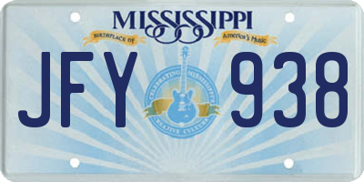 MS license plate JFY938