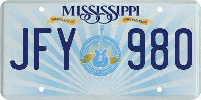 MS license plate JFY980