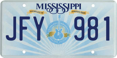 MS license plate JFY981