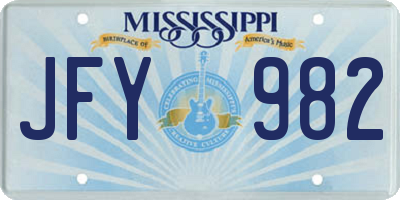 MS license plate JFY982