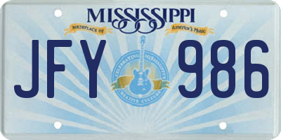 MS license plate JFY986