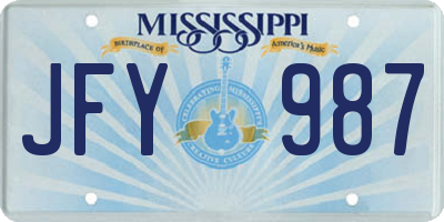 MS license plate JFY987