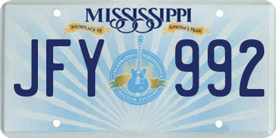 MS license plate JFY992