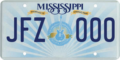 MS license plate JFZ000