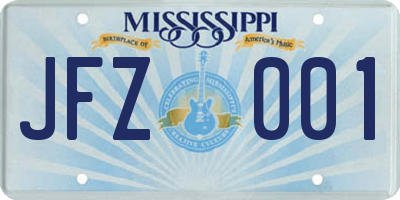 MS license plate JFZ001