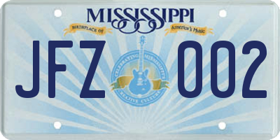 MS license plate JFZ002