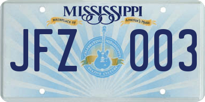 MS license plate JFZ003