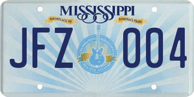 MS license plate JFZ004