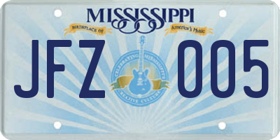 MS license plate JFZ005