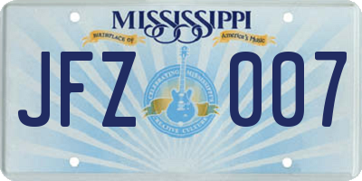 MS license plate JFZ007