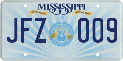 MS license plate JFZ009