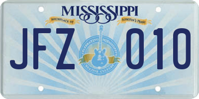 MS license plate JFZ010