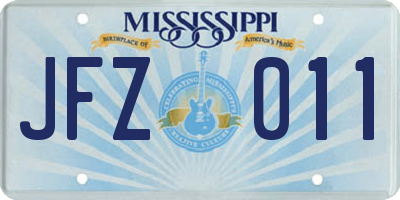 MS license plate JFZ011