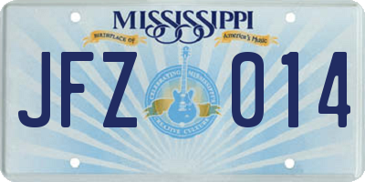 MS license plate JFZ014
