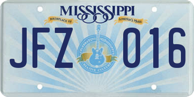 MS license plate JFZ016