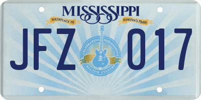 MS license plate JFZ017