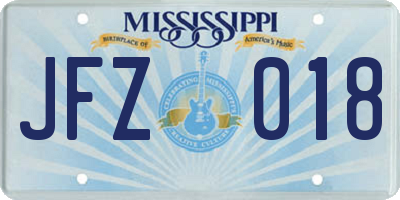 MS license plate JFZ018