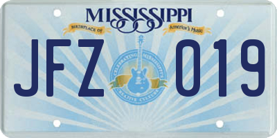MS license plate JFZ019