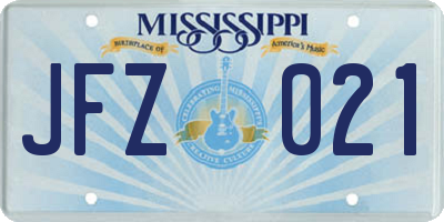 MS license plate JFZ021