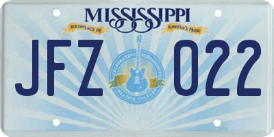 MS license plate JFZ022