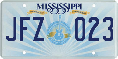 MS license plate JFZ023