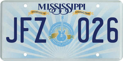 MS license plate JFZ026