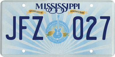 MS license plate JFZ027